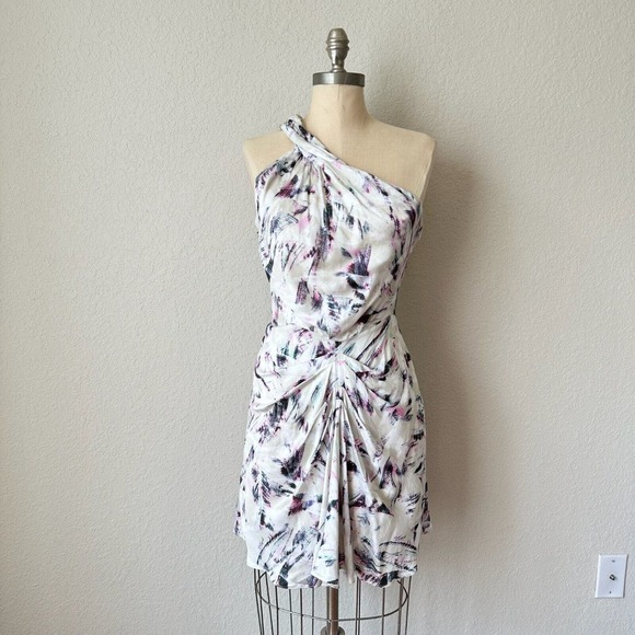 NWT IRO Kevals Printed One-Shoulder Mini Dress in Beige Multicolor - Picture 1 of 15
